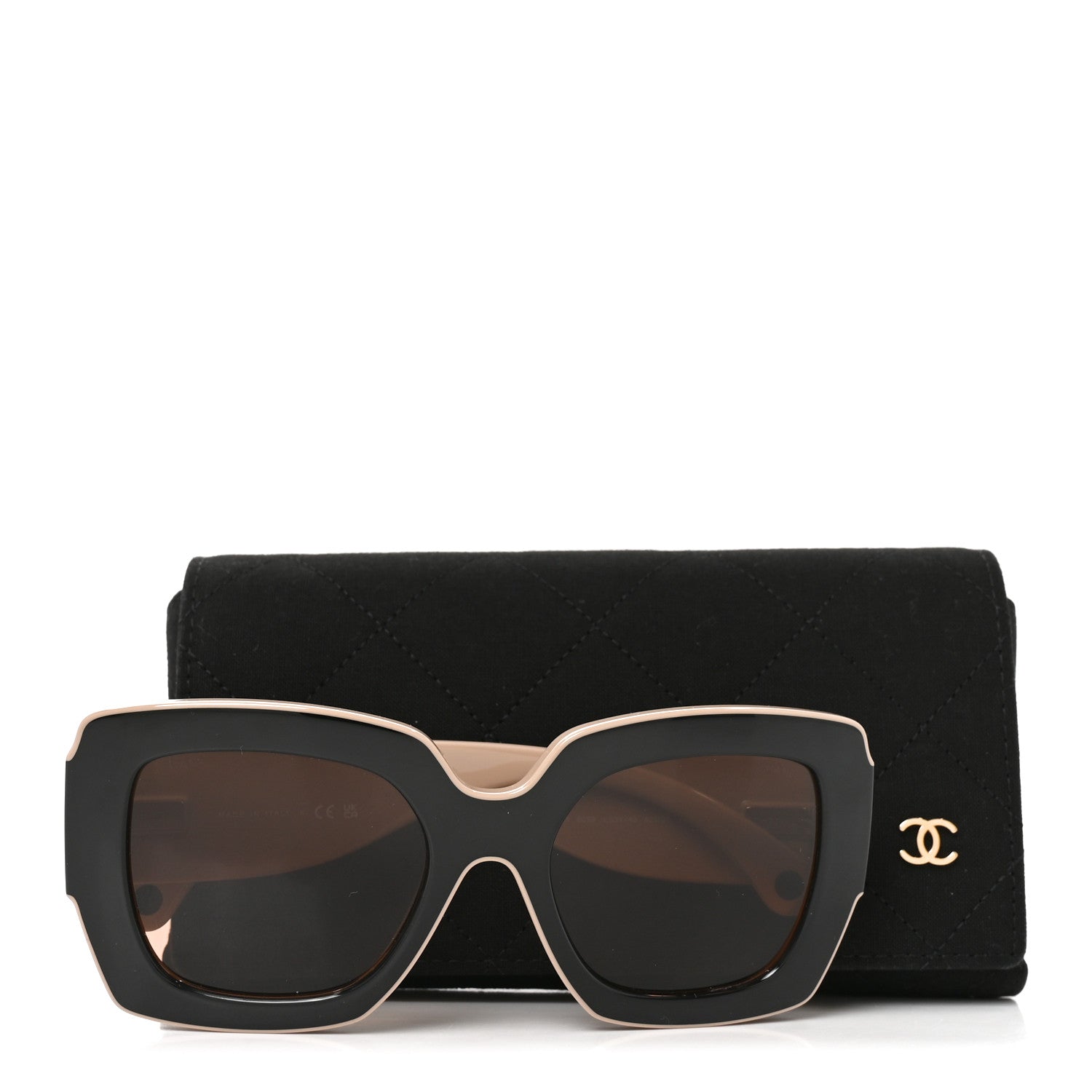 Chanel Acetate Square Sunglasses 6059 Black Beige 7 of 7