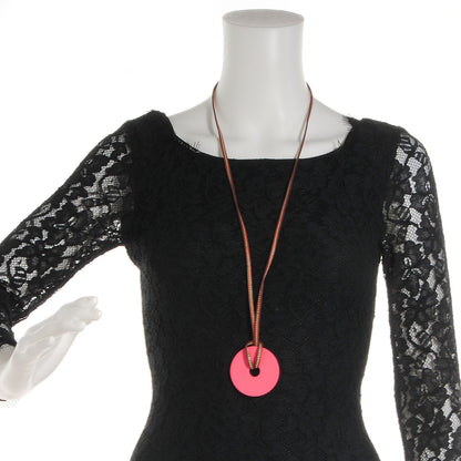 Hermes Petit H Togo Epsom Rond PM Necklace Rose Lipstick Vert Anglais 2 of 5