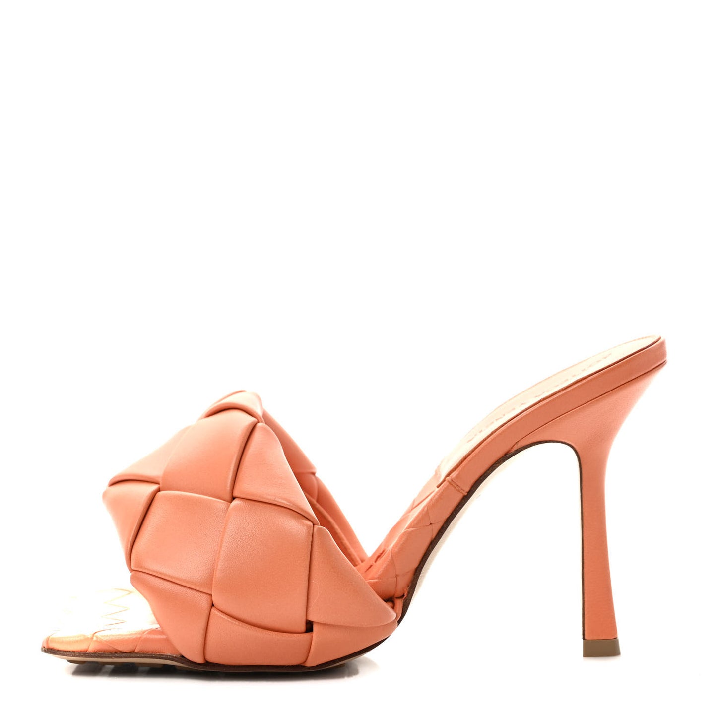 Nappa Maxi Intrecciato Lido Mule Sandals 37 Papaya