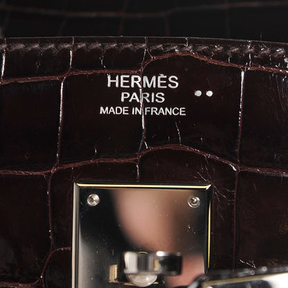 Hermes Shiny Niloticus Crocodile Birkin 30 Chocolate 10 of 25