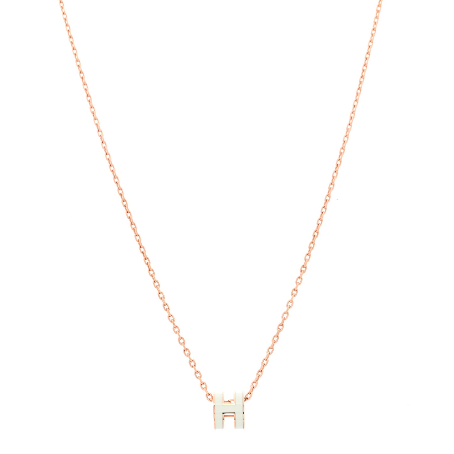 Lacquered Rose Gold Mini Pop H Pendant Necklace Vert Fizz