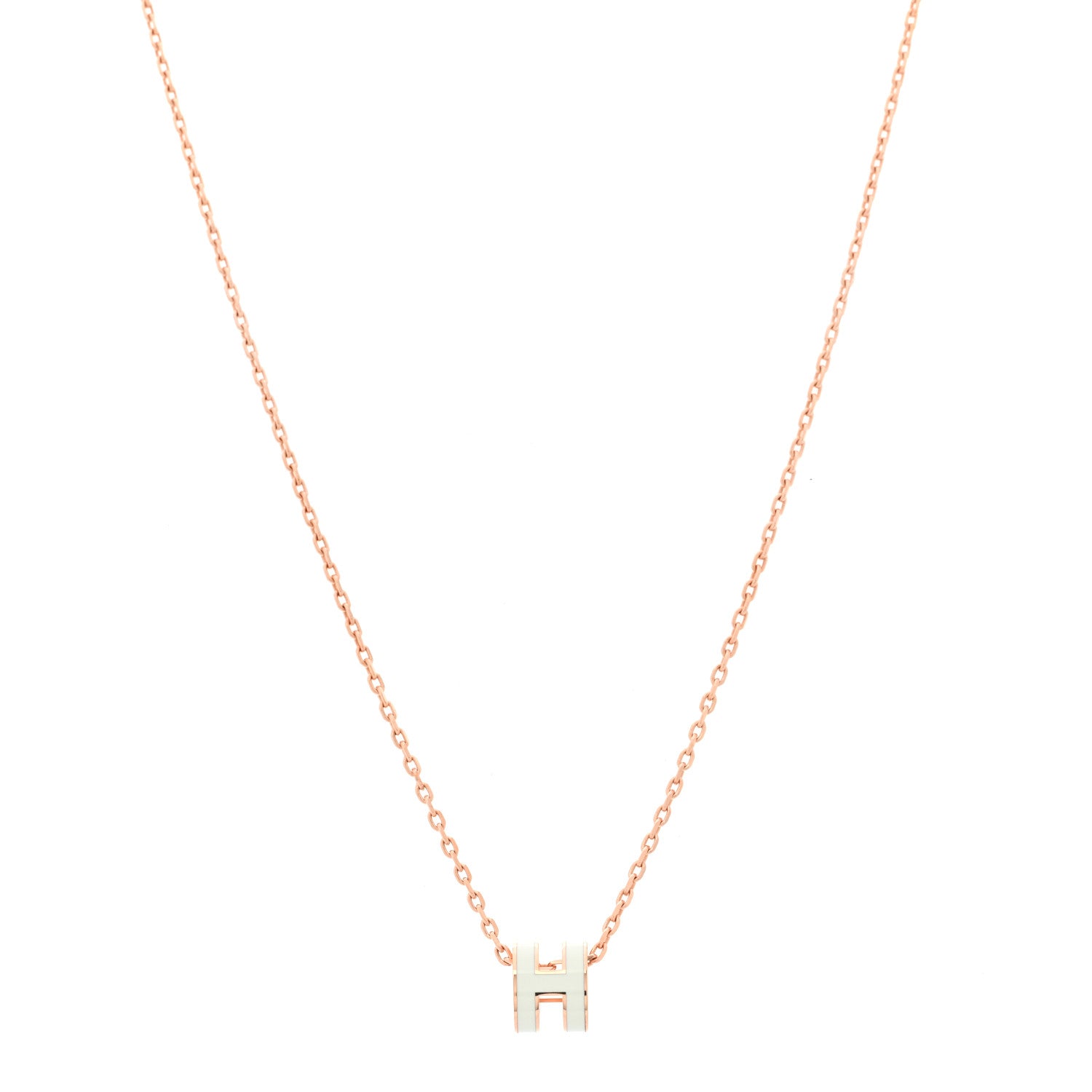 Hermes Lacquered Rose Gold Mini Pop H Pendant Necklace Vert Fizz 1 of 7