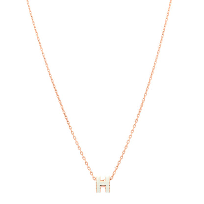 Hermes Lacquered Rose Gold Mini Pop H Pendant Necklace Vert Fizz 1 of 7