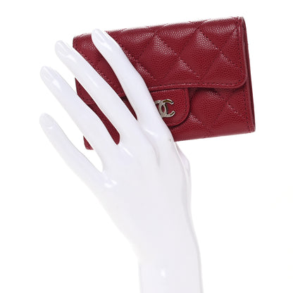 Chanel Caviar Quilted Flap Card Holder Wallet Dark Pink 2 of 10