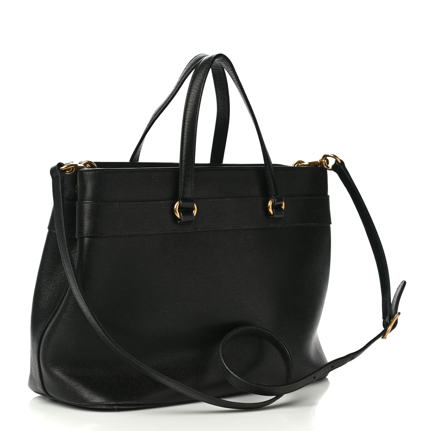 Textured Calfskin Medium Bright Bit Tote Black