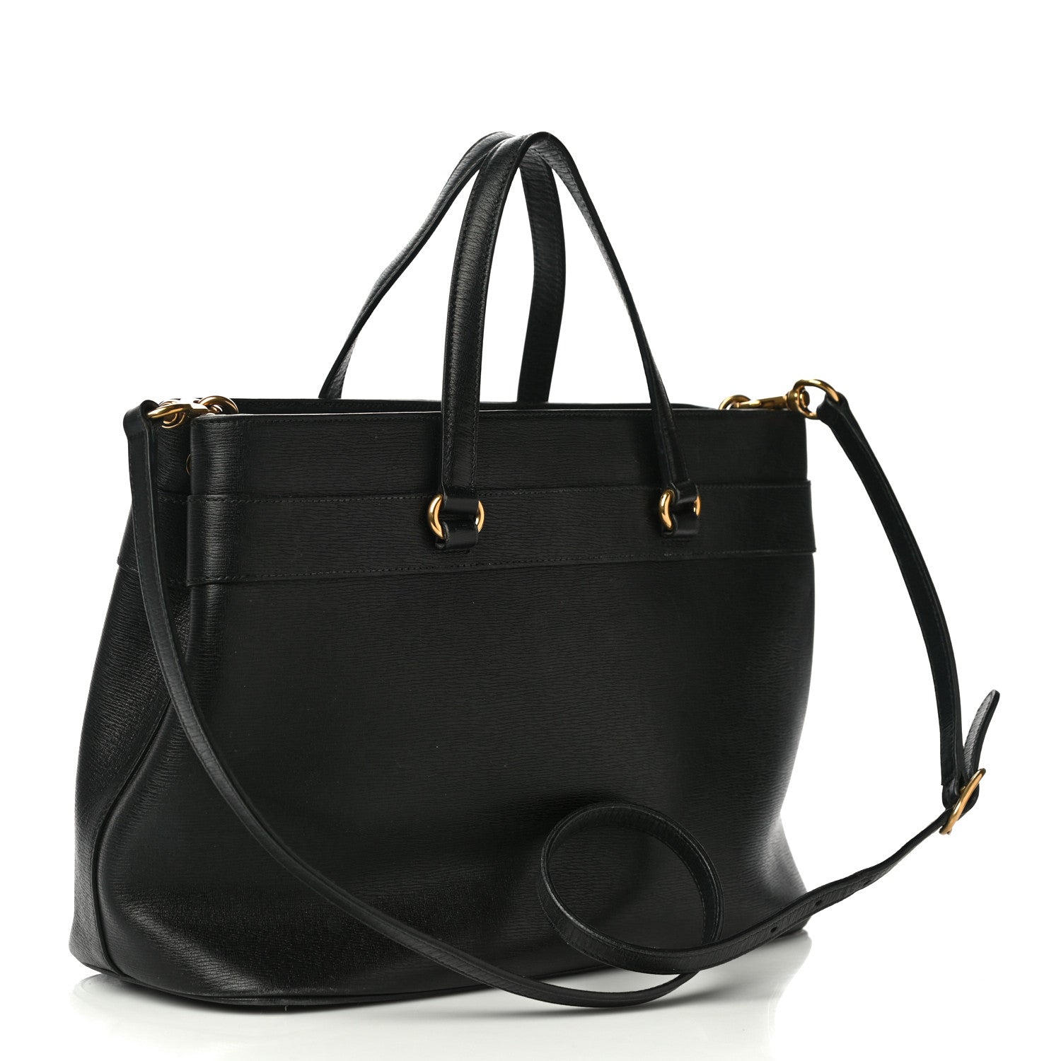 Gucci Textured Calfskin Medium Bright Bit Tote Black 3 of 15