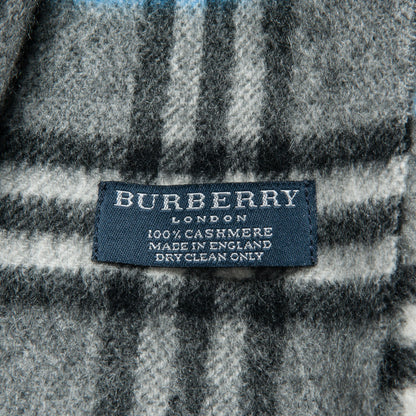 Burberry Cashmere Nova Check Fringe Scarf Grey 3 of 4