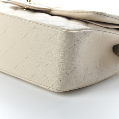 Chanel Pearly Caviar Quilted Jumbo Double Flap Dark White 7 of 10