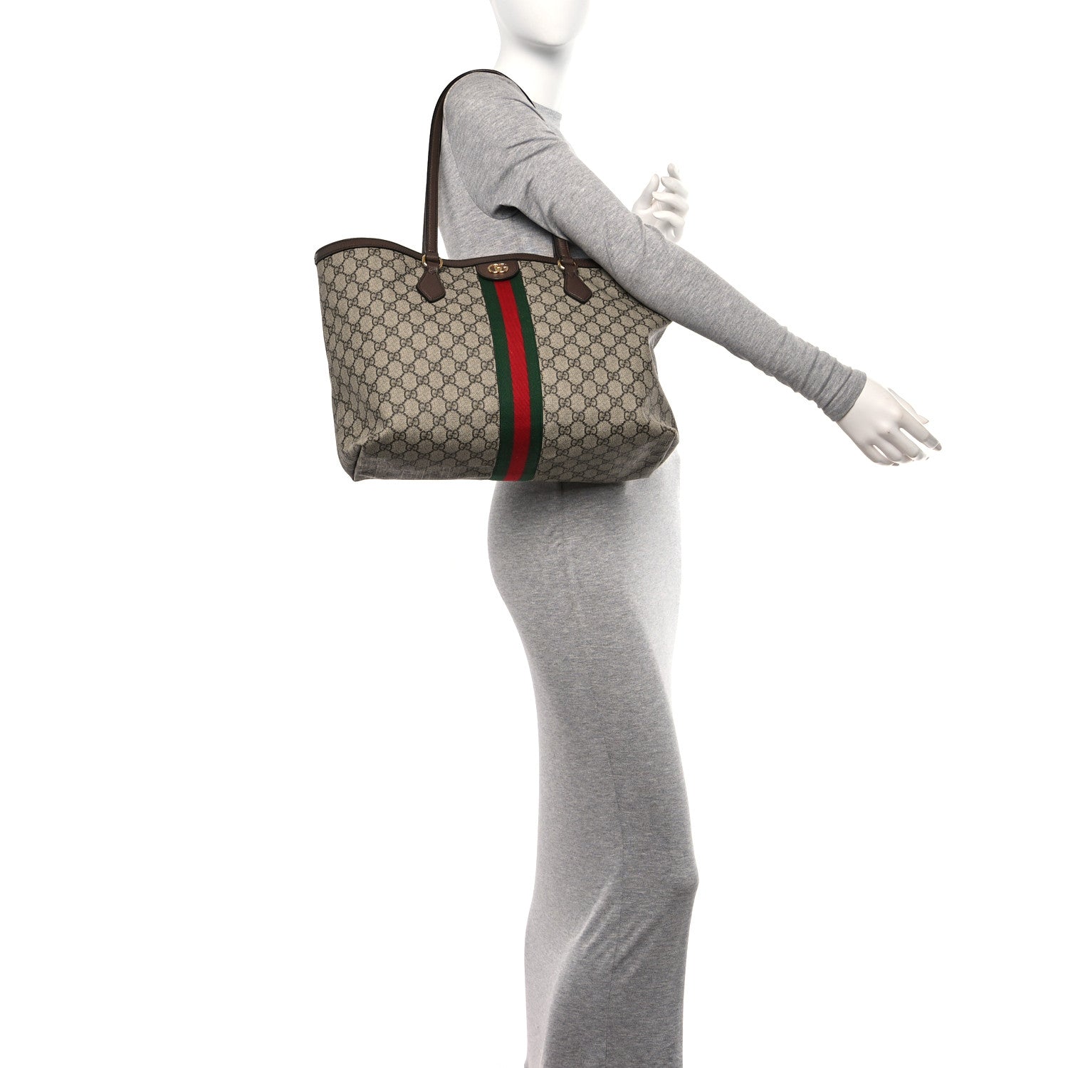 Gucci GG Supreme Monogram Medium Ophidia Shopping Tote Brown 3 of 15