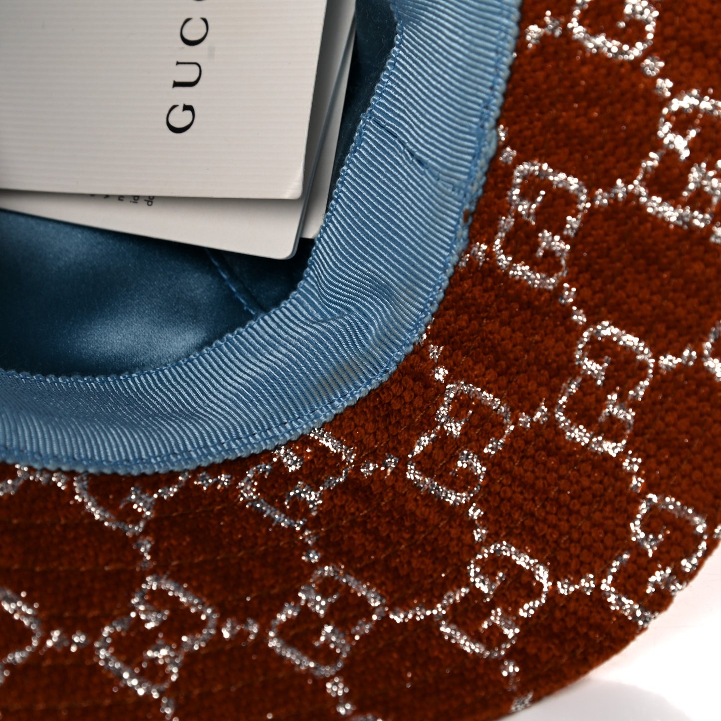 Canvas Lame GG Monogram Bucket Hat XS Burnt Orange Silver