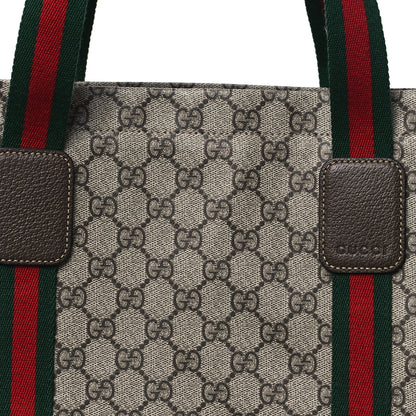 Gucci Tender GG Supreme Monogram Textured Dollar Calfskin Web Tote Beige Ebony New Acero 8 of 11