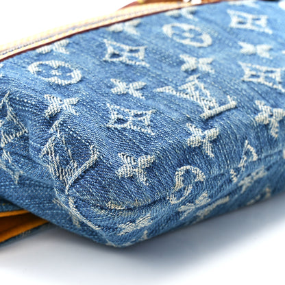 Louis Vuitton Monogram Denim Pochette Plat Clutch Blue 9 of 10
