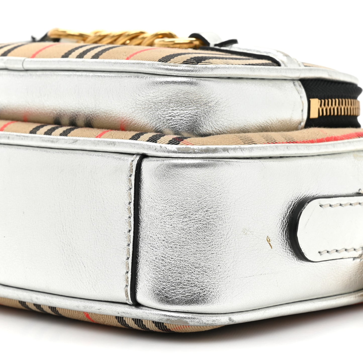 Smooth Calfskin 1983 Knight Check Link Camera Bag Silver