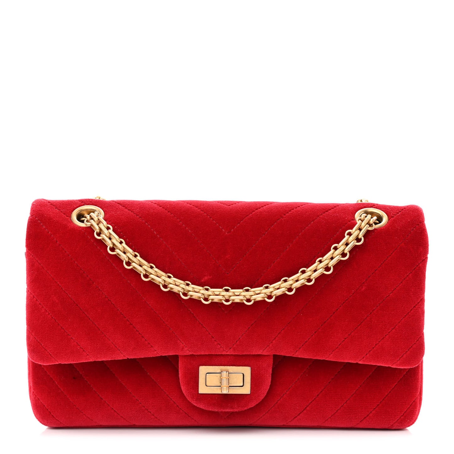 Velvet Chevron Quilted 2.55 Reissue 225 Flap Red