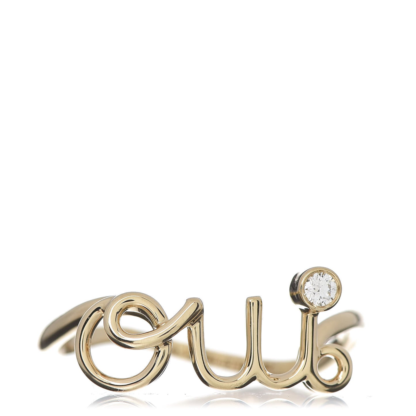 18K Yellow Gold Diamond Oui Ring 55 7.25