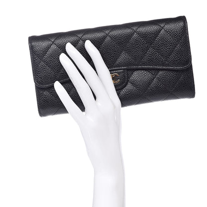 Chanel Caviar Quilted Large Flap Gusset Wallet Black 2 of 8