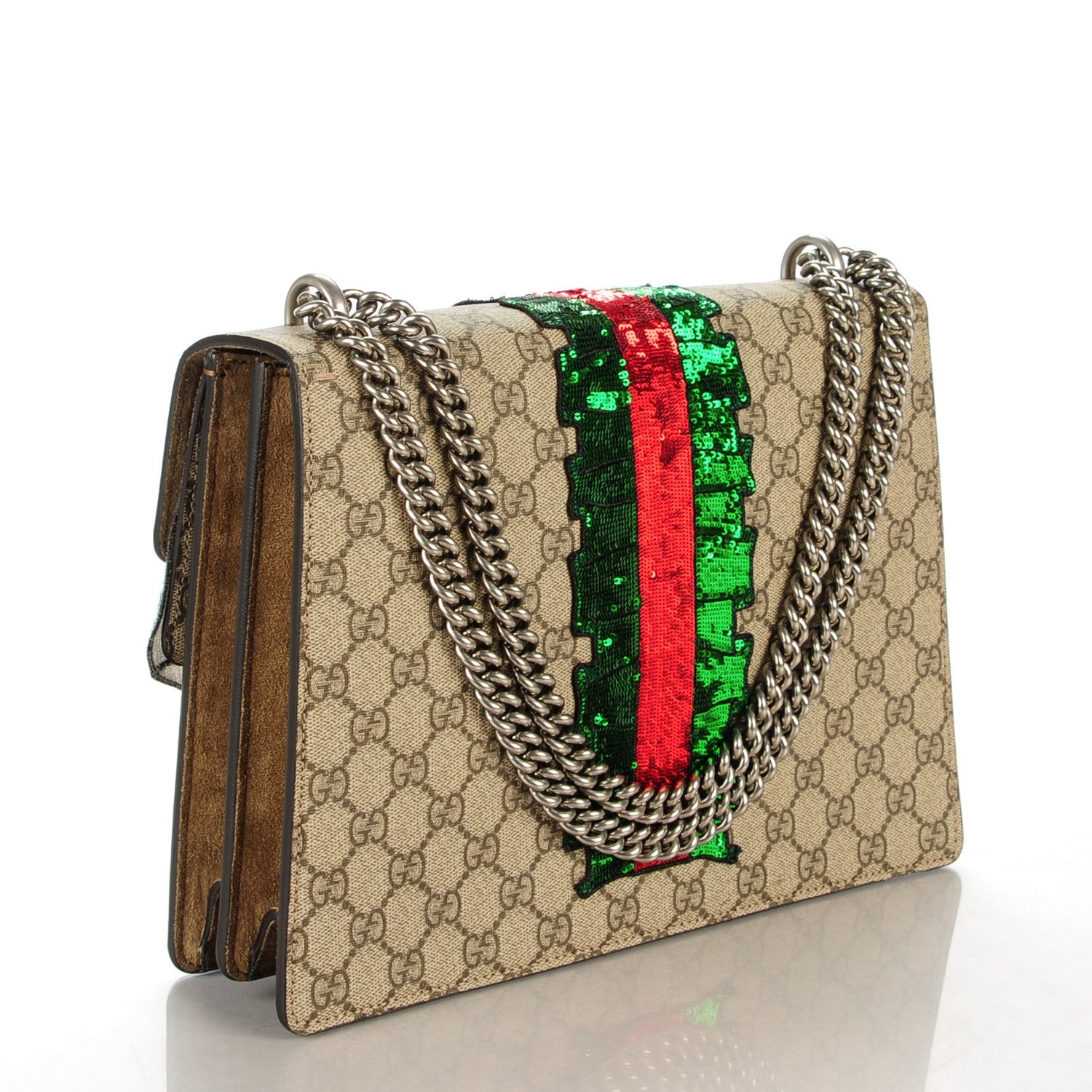 Gucci GG Supreme Monogram Lightning Embroidered Medium Dionysus Shoulder Bag Beige 3 of 7