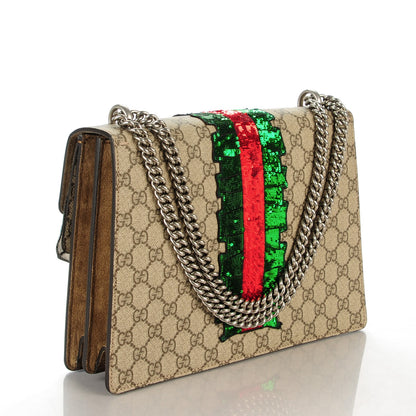 Gucci GG Supreme Monogram Lightning Embroidered Medium Dionysus Shoulder Bag Beige 3 of 7