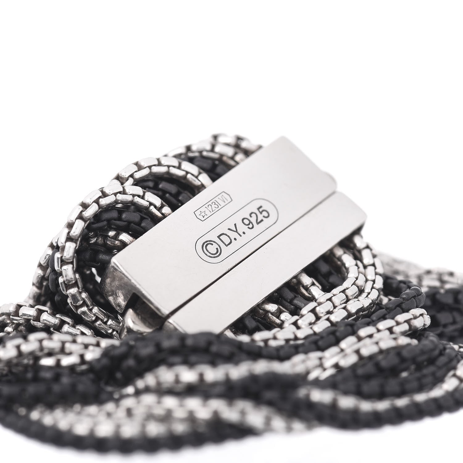 David Yurman Darkened Sterling Silver Sixteen-Row Box Chain Bracelet 4 of 4