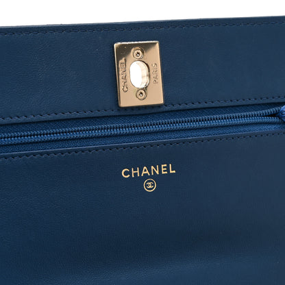 Chanel Lambskin Quilted Trendy CC Wallet On Chain WOC Blue 6 of 14