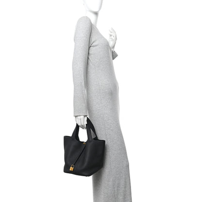 Hermes Taurillon Clemence Picotin Lock 22 MM Black 2 of 10