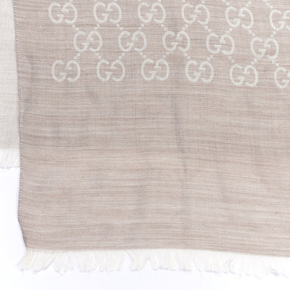 Gucci Wool Silk GG Monogram GGNat Plus Scarf Sand 3 of 4