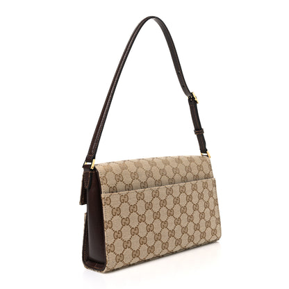 Gucci Monogram Medium Ristretto Horsebit Flap Shoulder Bag Sand Brown 3 of 10