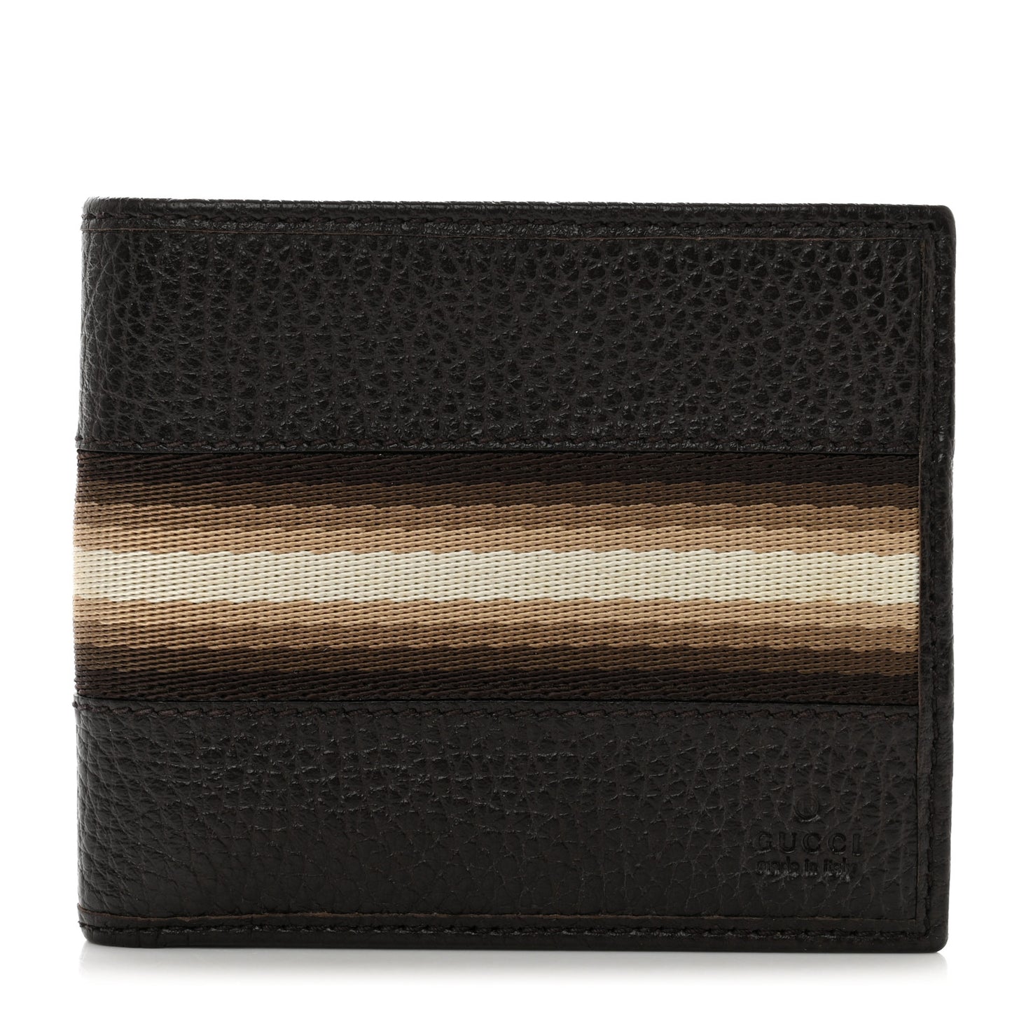 Calfskin Web Bi-Fold Wallet Brown White