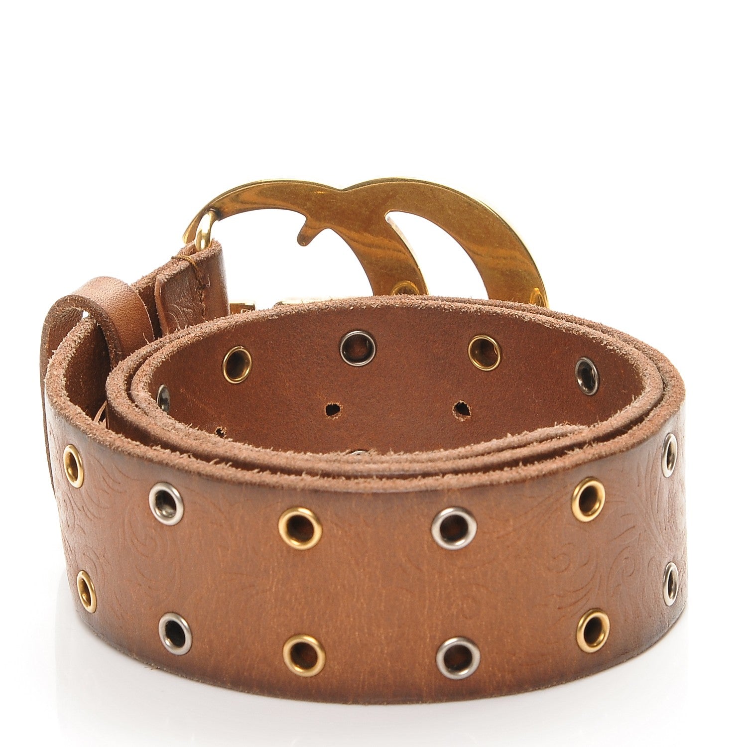Gucci Faded Calfskin Grommet Double G 40mm Belt 65 26 Cuir 3 of 5