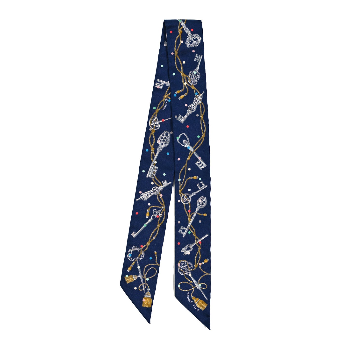 Silk Les Cles A Pois Twilly Marine Gris Argent