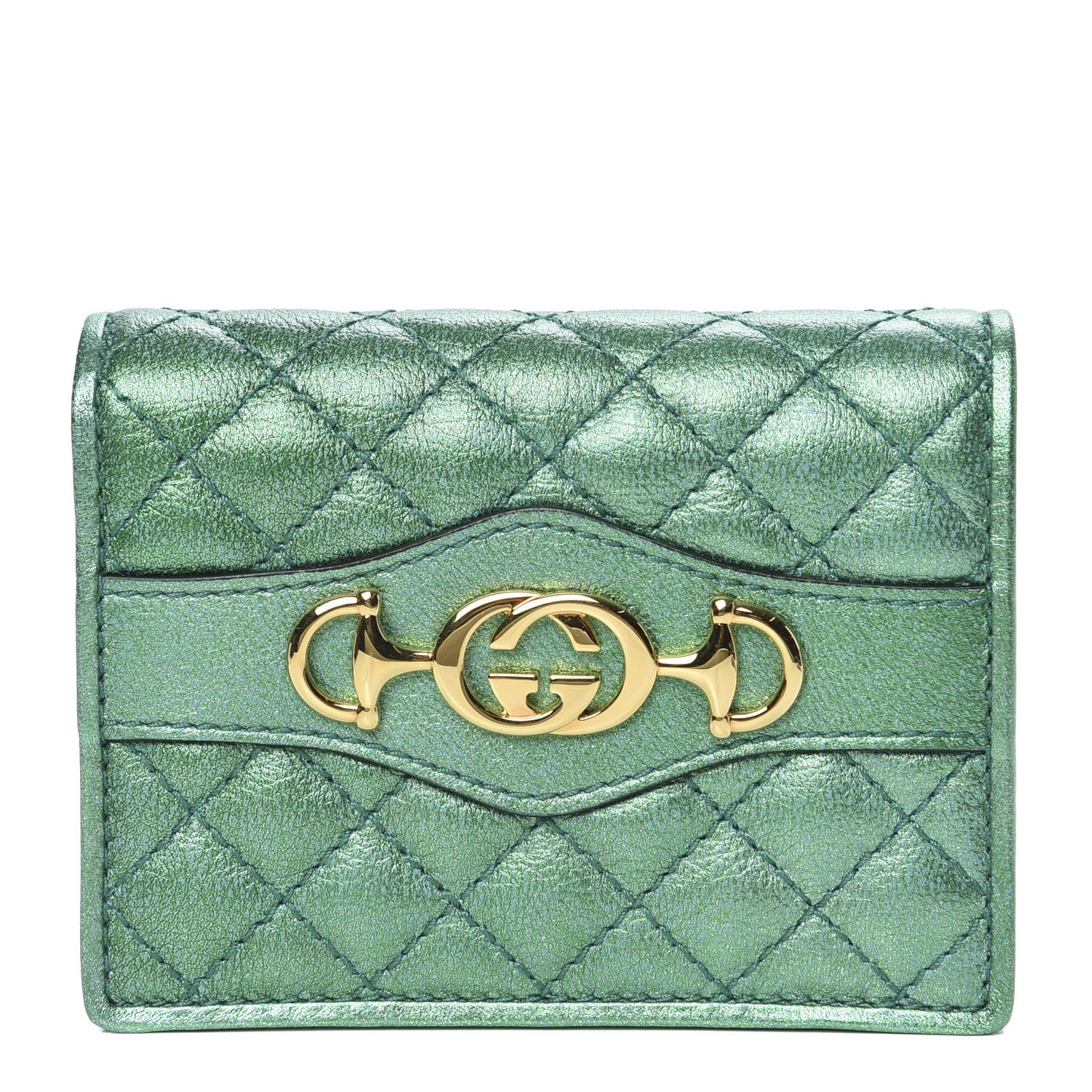 Laminated Nappa Trapuntata Zumi Card Case Jasmine Green