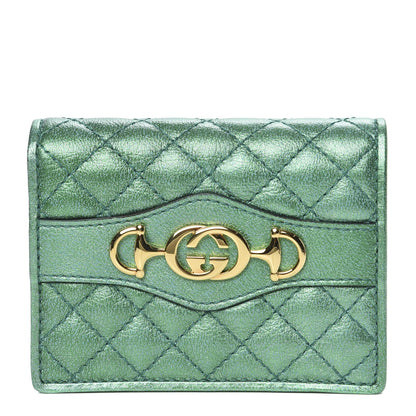 Gucci Laminated Nappa Trapuntata Zumi Card Case Jasmine Green 1 of 8