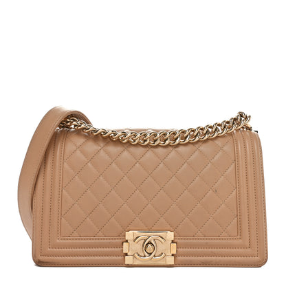 Chanel Lambskin Quilted Medium Boy Flap Beige 1 of 10