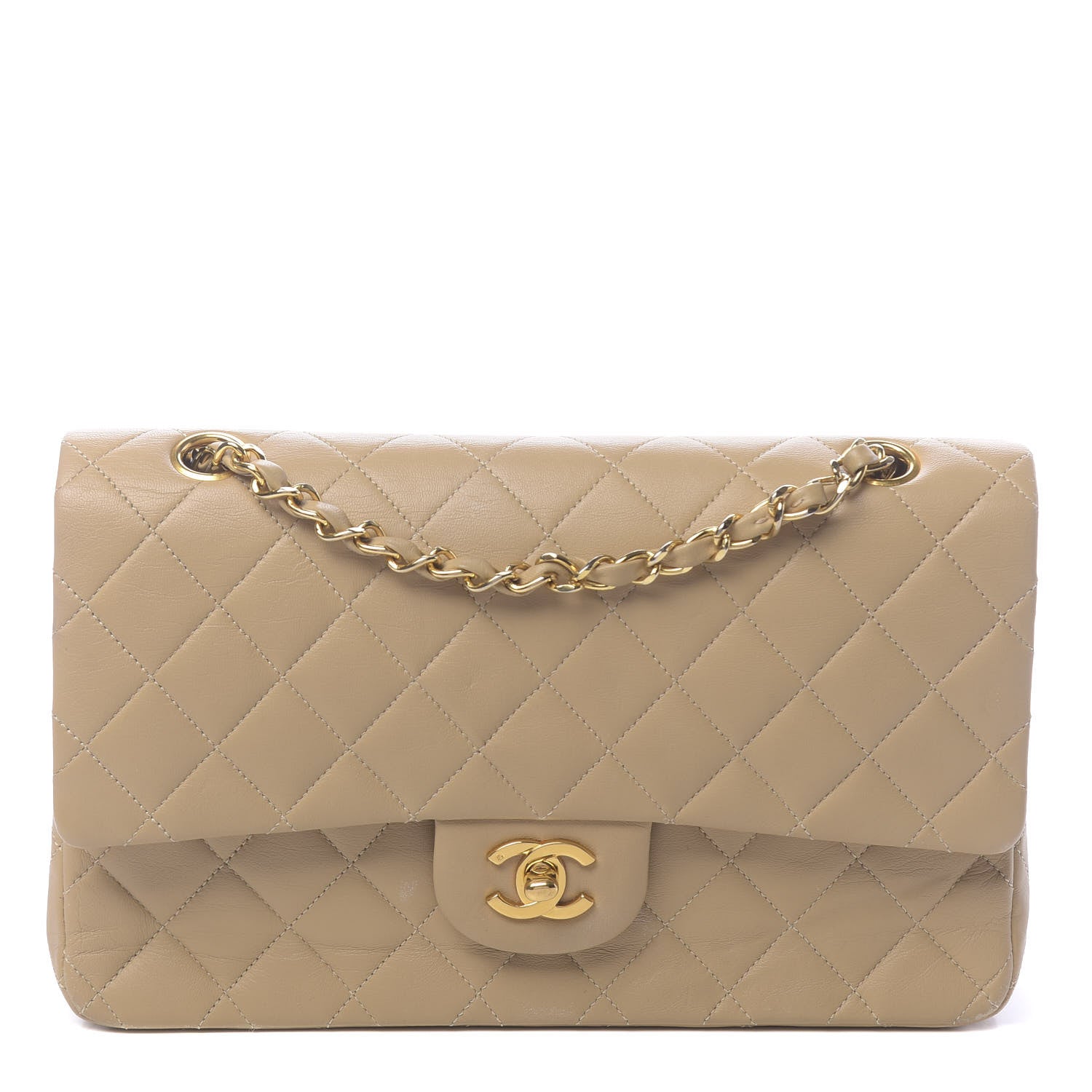 Chanel Lambskin Quilted Medium Double Flap Beige 1 of 18