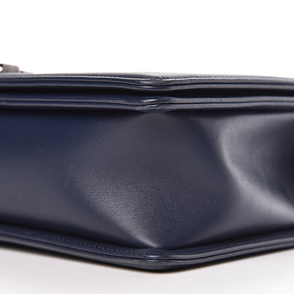 Chanel Calfskin Chevron Quilted New Medium Boy Flap Dark Navy Blue 10 of 10