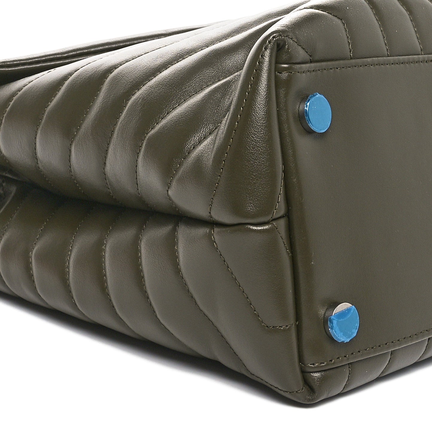 Calfskin Y Quilted Monogram Large Loulou Chain Satchel Kaki Fonce