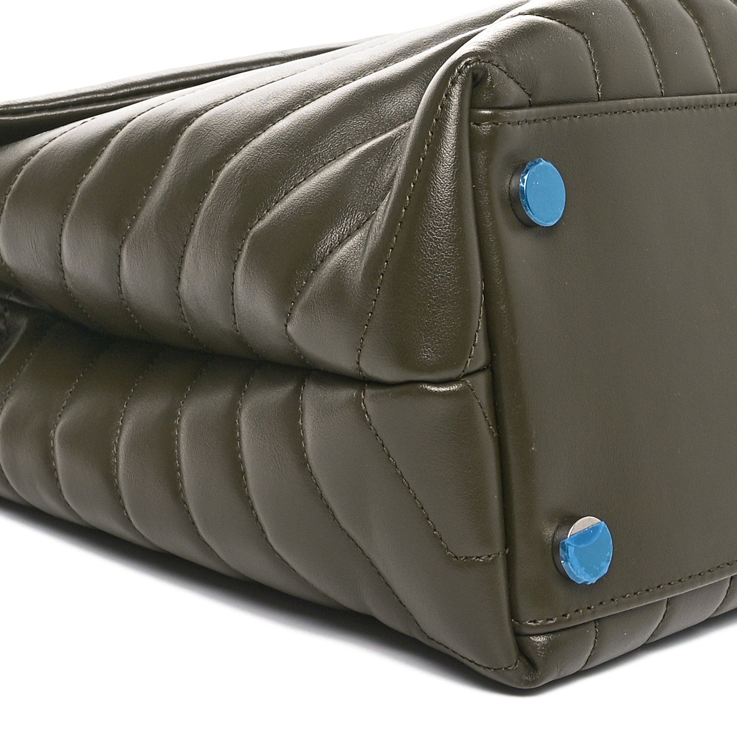 Saint Laurent Calfskin Y Quilted Monogram Large Loulou Chain Satchel Kaki Fonce 9 of 10