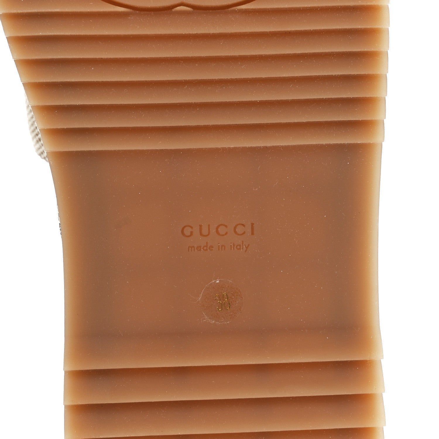 Gucci Monogram Maxi GG Angelina Platform 55mm Slide Sandals 38 Camel Ebony 6 of 9