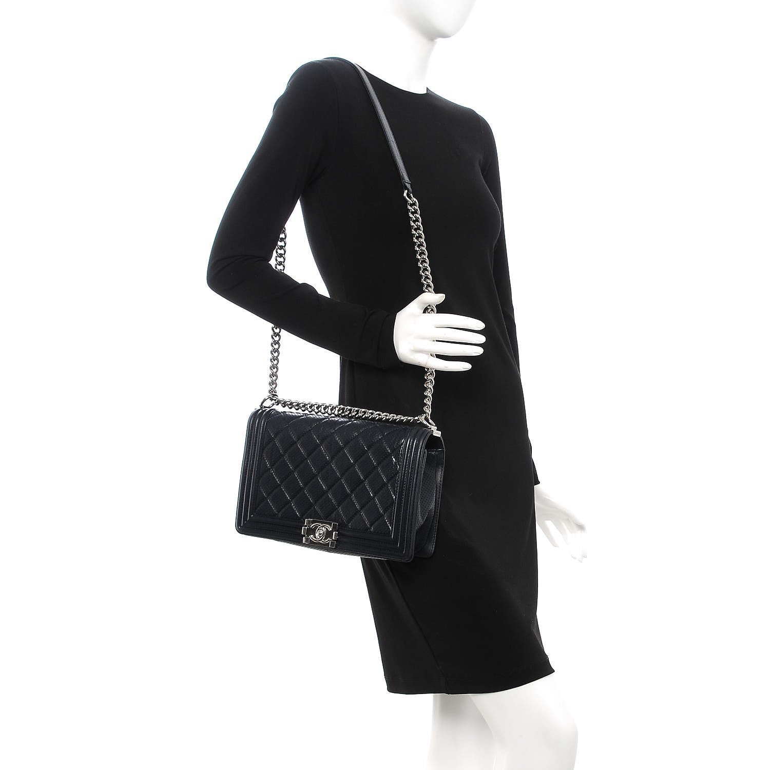 Chanel Perforated Lambskin Quilted New Medium Boy Flap Navy 2 of 10
