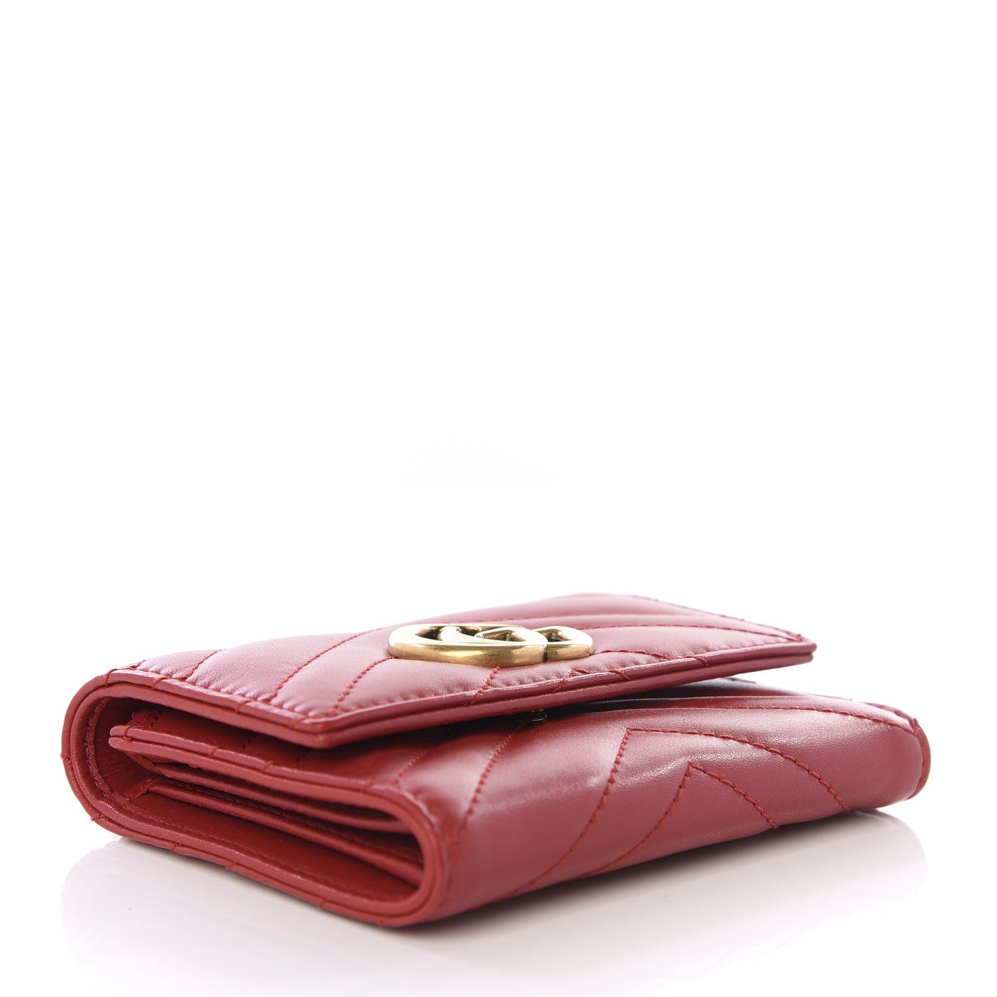 Calfskin Matelasse GG Marmont Wallet Hibiscus Red