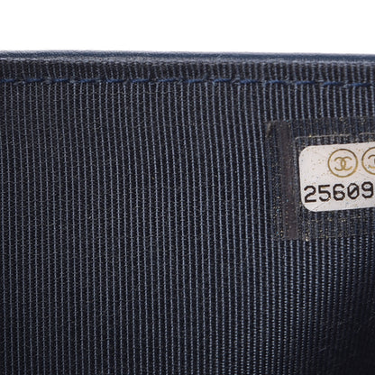 Chanel Metallic Caviar Quilted Medium Flap Wallet Dark Blue 8 of 9