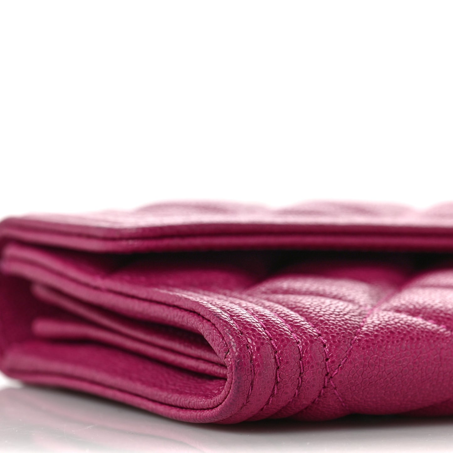 Caviar Quilted Large Boy Gusset Flap Wallet Fuchsia