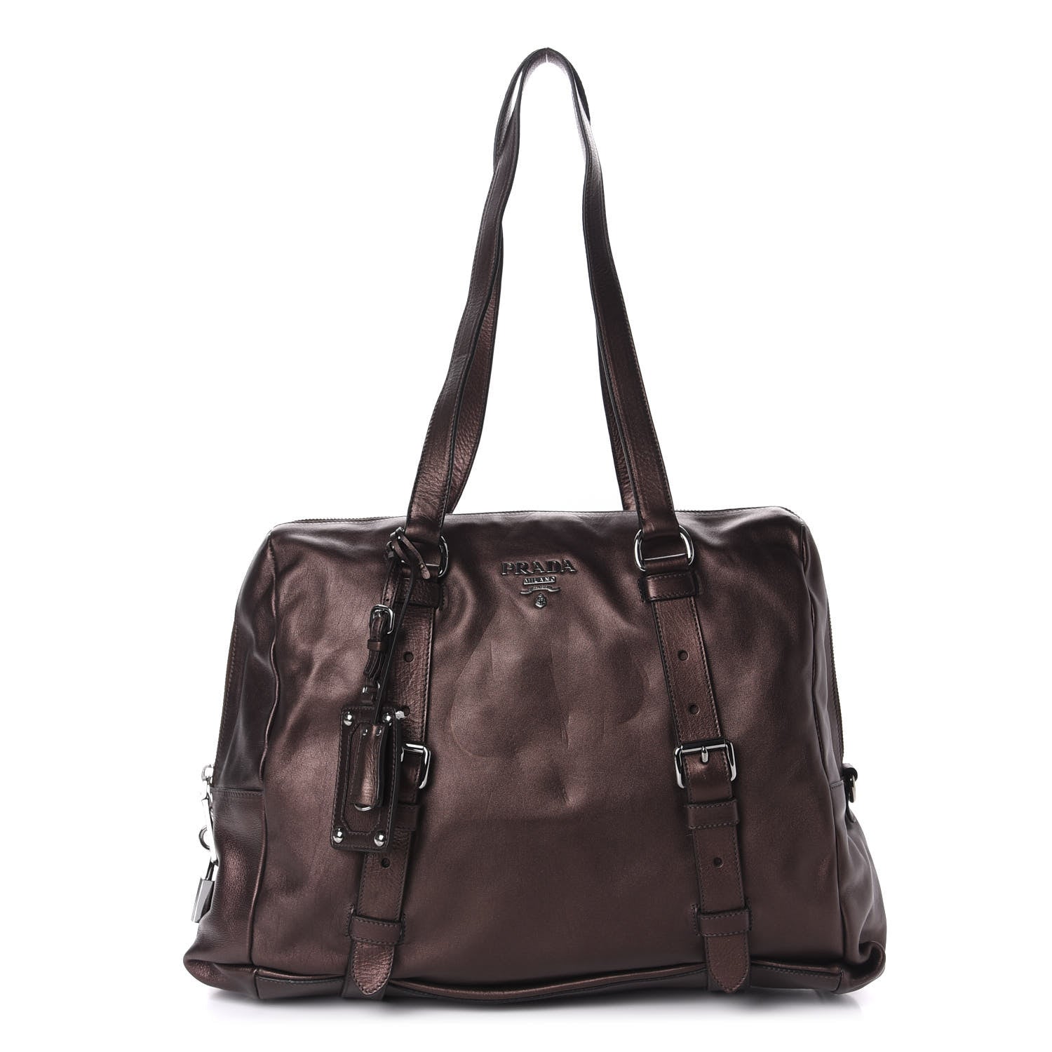 Prada Vitellino Mordo Bauletto Tote Antico Mordore 1 of 11