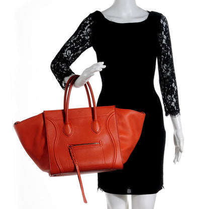 Celine Supple Calfskin Medium Phantom Luggage Orange 2 of 12
