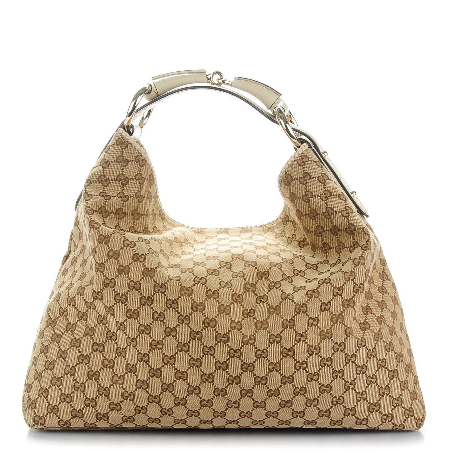 Monogram Large Horsebit Chain Hobo Off White