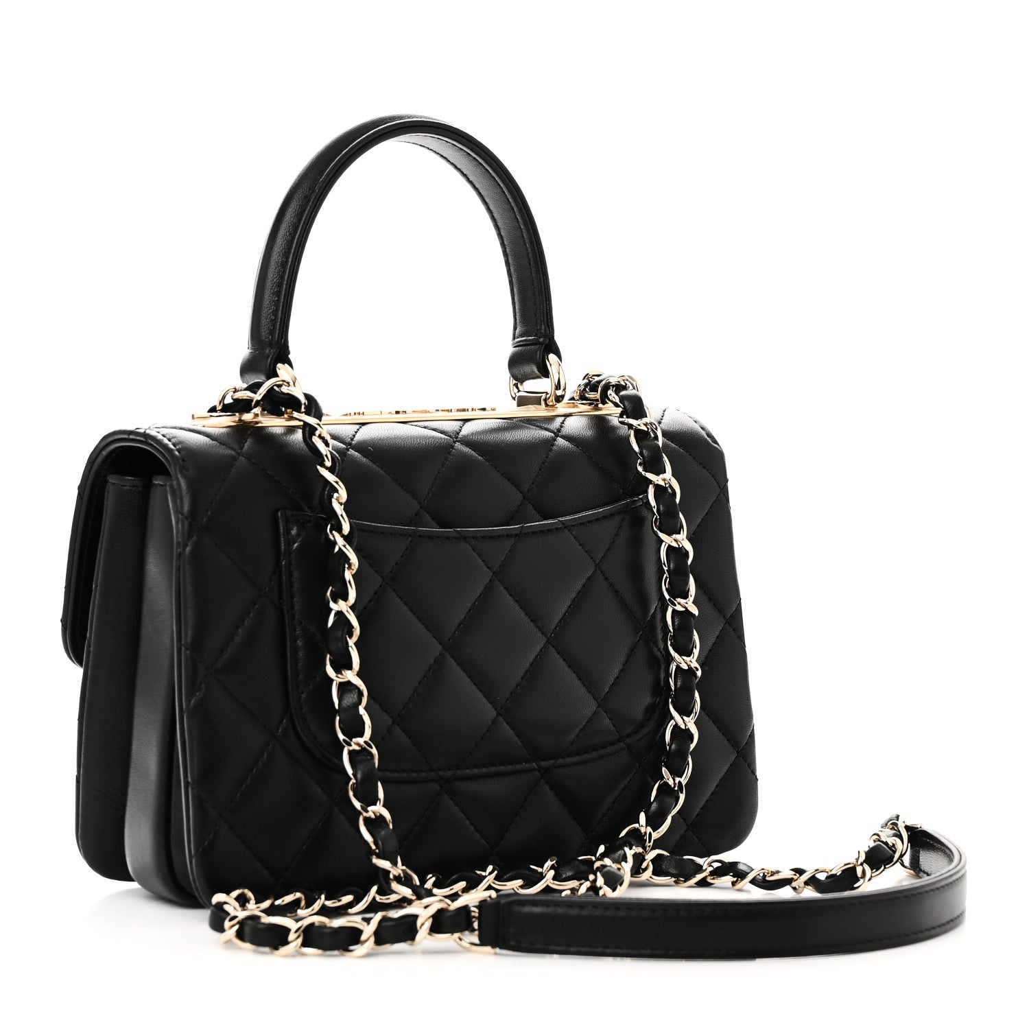 Chanel Lambskin Crystal Quilted Mini Trendy CC Dual Handle Flap