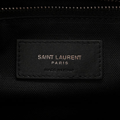Saint Laurent Cotton Canvas Striped Vintage Calfskin Monogram Medium Niki Chain Satchel Beige Black 6 of 10