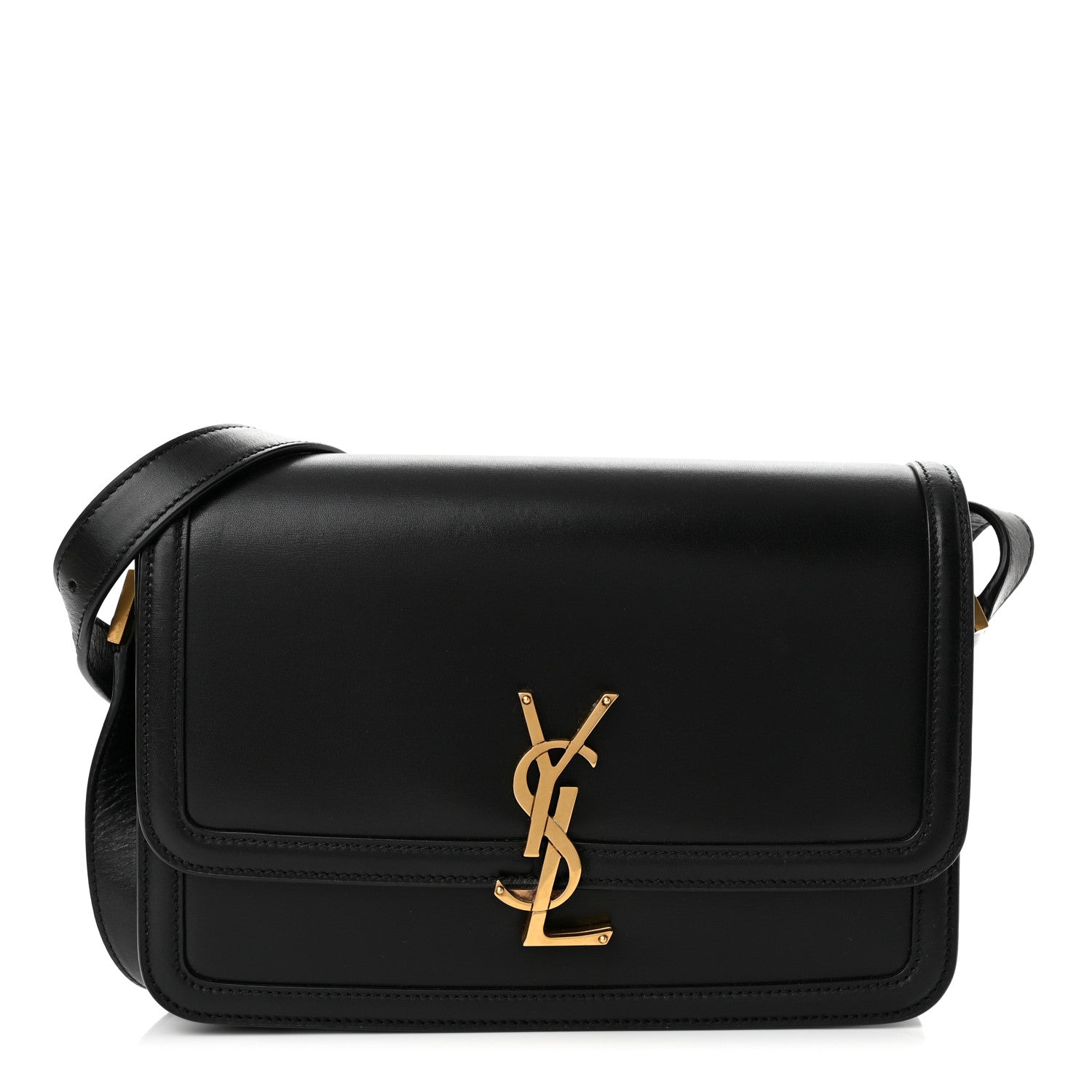 Saint Laurent Box Calfskin Monogram Medium Solferino Satchel Black 1 of 10
