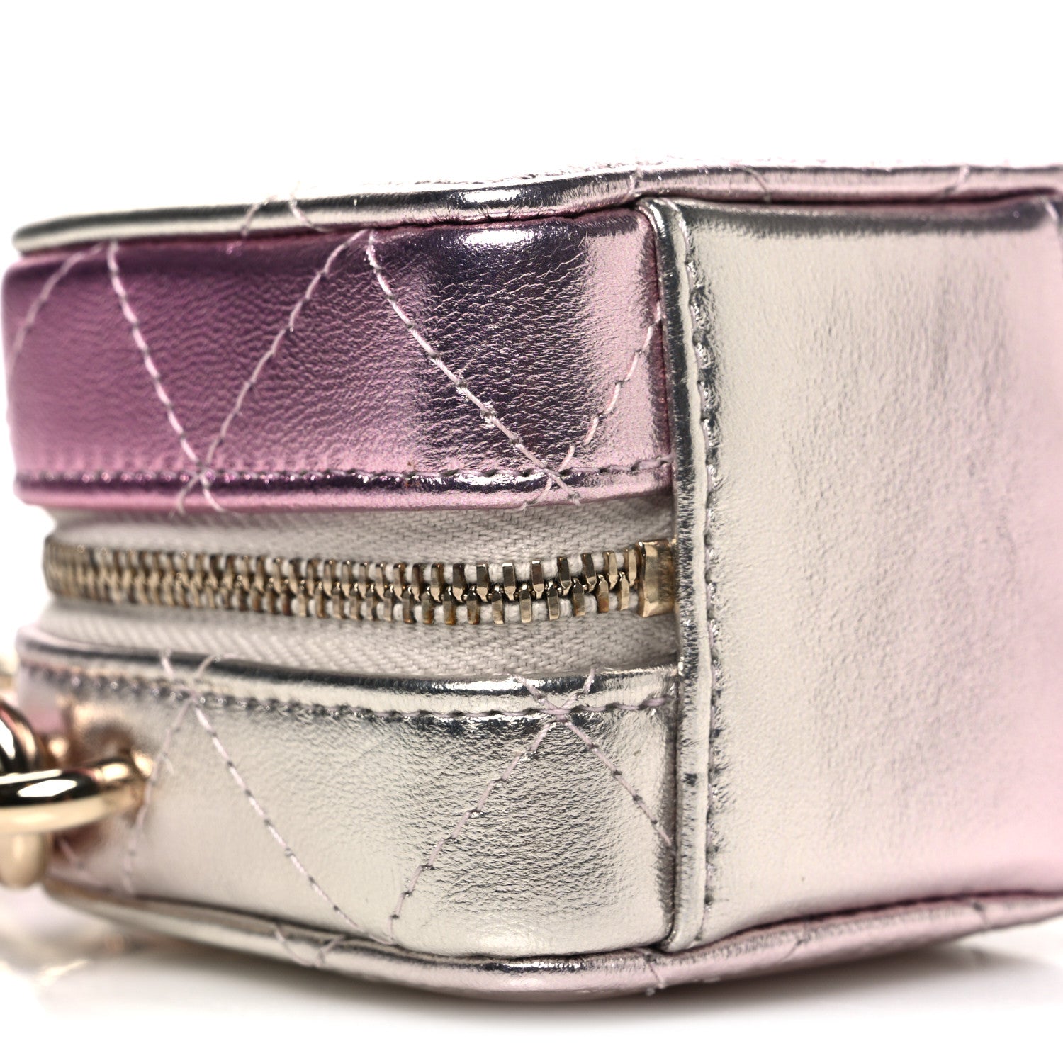 Chanel Gradient Metallic Lambskin Quilted Like A Wallet Clutch With Chain Gold Pink 9 of 10