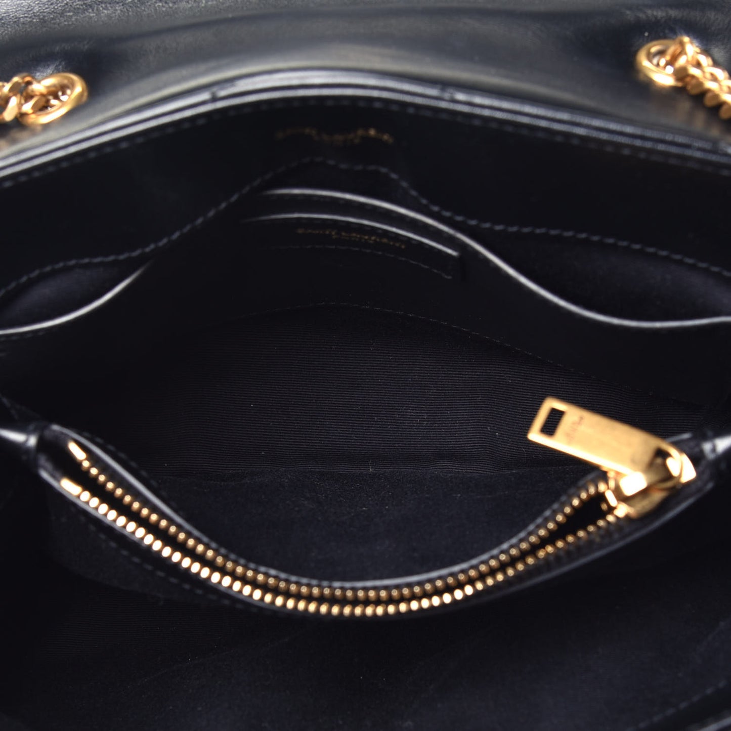Calfskin Y Quilted Monogram Small Loulou Chain Satchel Black